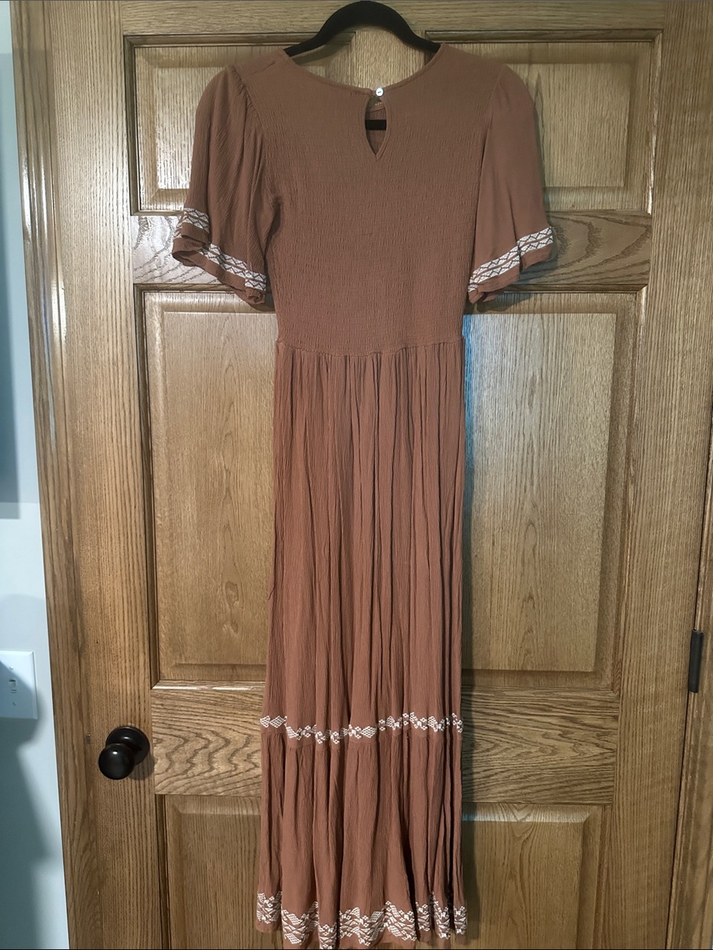 Pink Blush Rust Embroidered Accent Maternity Maxi Dress - Picture 6 of 6